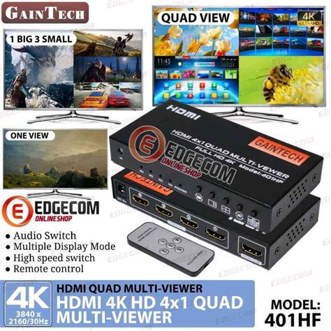 Jual HDMI 4X1 Quad Multi Viewer 4K HD GAINTECH HDMI MULTIVIEWER