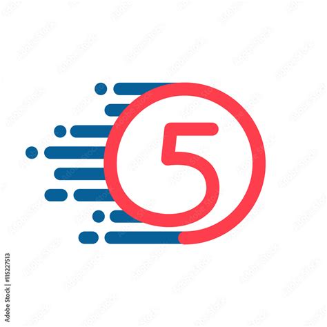 Number five logo in circle with speed line. Stock Vector | Adobe Stock