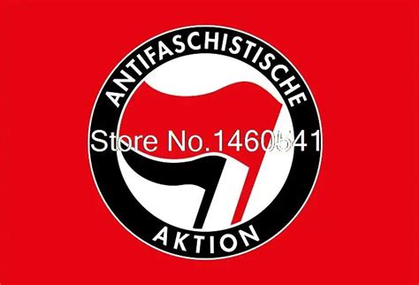 Antifaschistische Aktion Mit Schwarzer Und Roter Fahne Ft X Ft