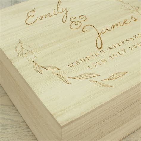 Personalised Flora Engraved Wooden Wedding Memory Box By Love Lumi Ltd