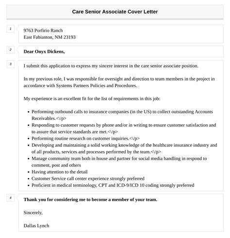 Care Senior Associate Cover Letter Velvet Jobs