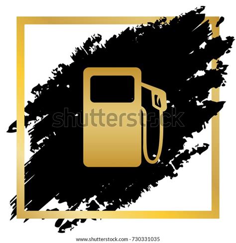 Gas Pump Sign Vector Golden Icon