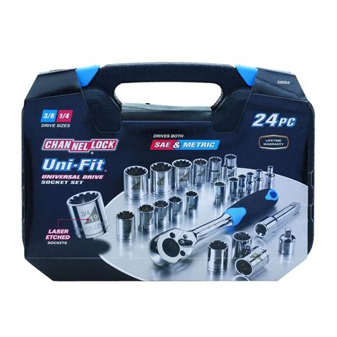 Channellock Uni Fit Socket Set 24 Piece 38054 The Home Depot