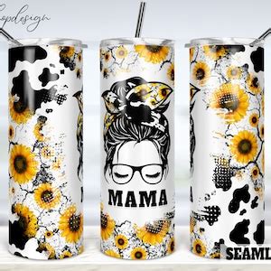 Mama Cow Sunflowers Cowhide Seamless Tumbler 20 Oz Tumbler Etsy