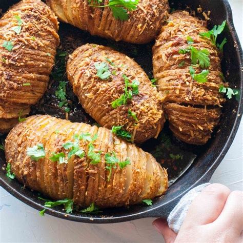 Baked Garlic Parmesan Hasselback Potatoes With Butter And Herbs