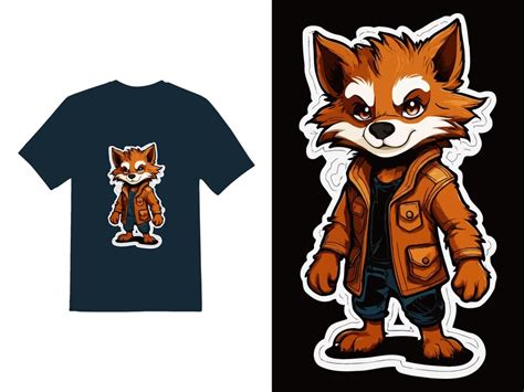 Premium Vector | A cartoon fox with a shirt that says fox on it cat striker design and template ...