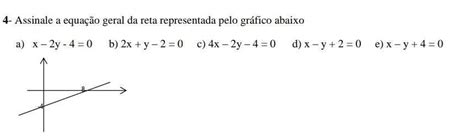 Assinale A Equação Geral Da Reta Representada Pelo Gráfico Abaixo A X