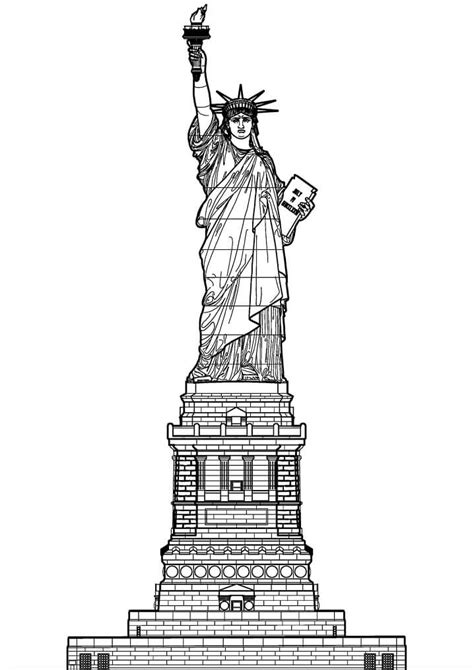 Statue Of Liberty With Pedestal Coloring Page Free Printable Coloring