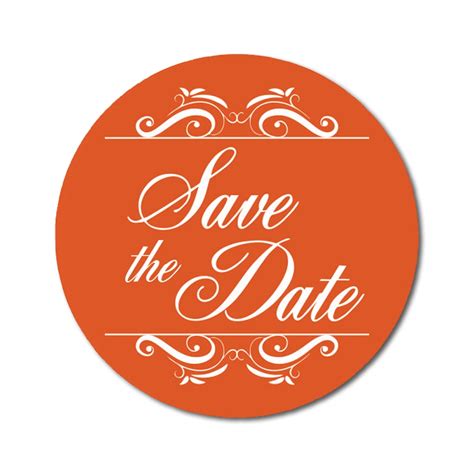 Darling Souvenir Round 16 Inches Swirl Border Orange Save The Date