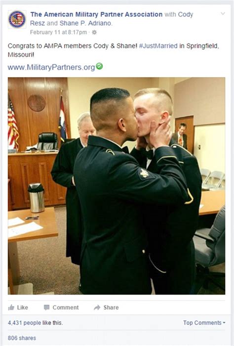One Love Gay Military Couple S First Kiss After Their Intimate Wedding Ceremony In Missouri