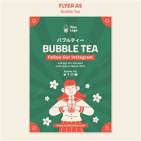 Premium Psd Flat Design Bubble Tea Template