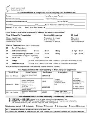 Fillable Online Stroke Prevention Clinic Referral Form Fax Email