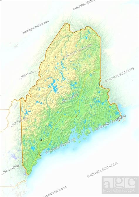 Maine Shaded Relief Map USA Stock Photo Picture And Royalty Free