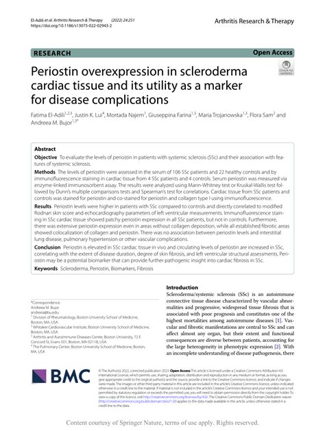 PDF Periostin Overexpression In Scleroderma Cardiac Tissue And Its