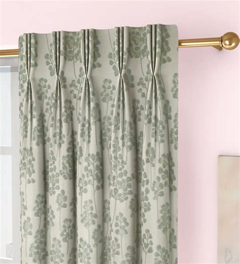 Buy Green Floral Poly Cotton Ft Light Filtering Pinch Pleat Door