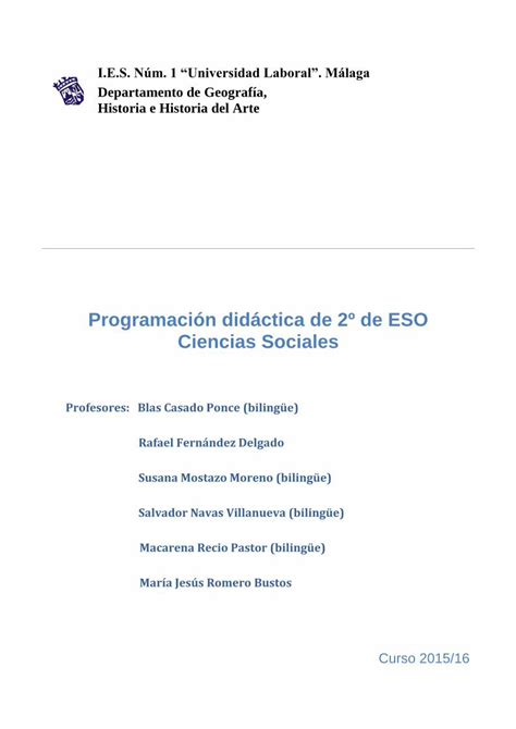 PDF Programación didáctica de 2º de ESO Ciencias PDF