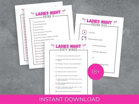 Ladies Night Games Printable Game Bundle For Girls Night 8 Fun Games