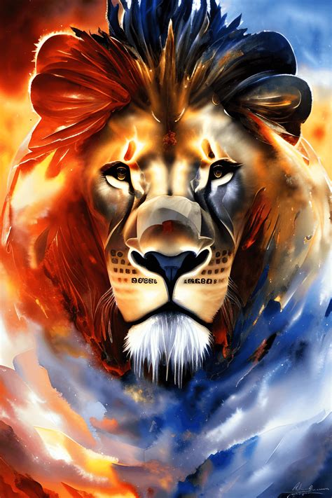 Raymond Swanley Abstract Lion Head Painting · Creative Fabrica