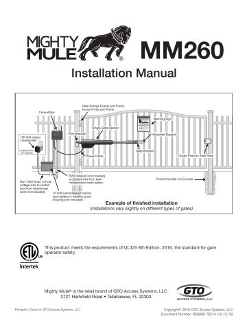 Mighty Mule MM260 Gate Opener Installation Manual | Manualzz