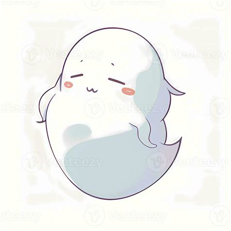 Cute Ghost Sticker Spooky Chill Kawaii Face 32333762 Stock Photo at ...