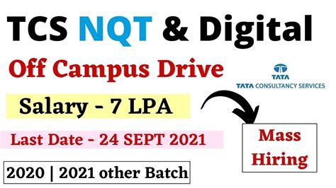 TCS Ninja And Digital Off Campus Drive 2021 2020 Batch Tcs