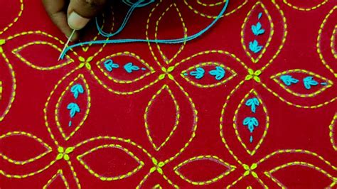 Hand Embroidery Bangladeshi Traditional Nakshi Kantha Design Stitch