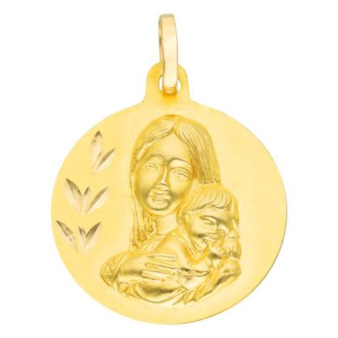 Médaille Vierge Enfant en Or Jaune 750 16 mm Lumiosa Ocarat