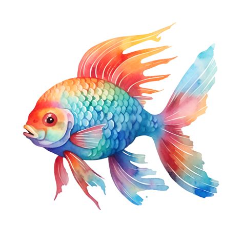 Rainbow Fish Watercolor Clipart 24065338 Png