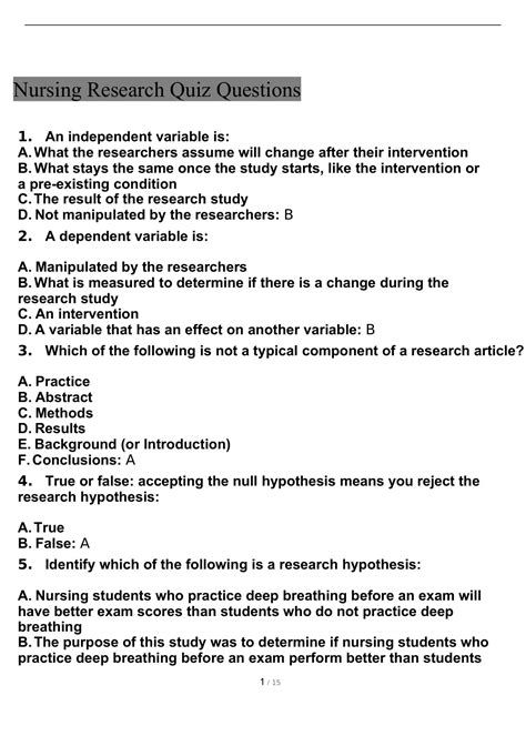 Nclex Practice Quiz 1 Nursing Research Questions With Answers Nclex