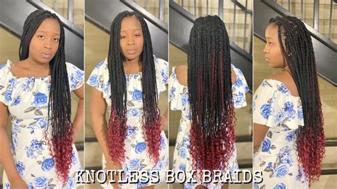 How To Get Knotless Box Braids With Red Curly Tips At Home