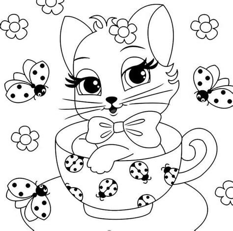 Раскраски Для девочек кошечки (38 шт.) - скачать или распечатать ...