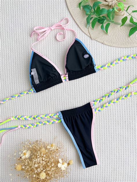 Baduglobal ro Bikini Patchwork 2023 Noua Vară Sexy Micro Bikini Set