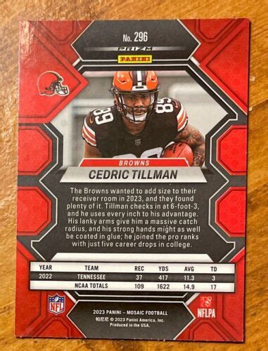 2023 Panini Mosaic Football Cedric Tillman Rookie Silver Prizm EBay