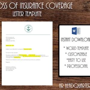 Benefits Loss Of Coverage Letter Customizable Template For Hr Etsy