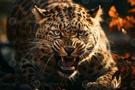 Majestic predator, a close-up portrait of an angry leopard in ...