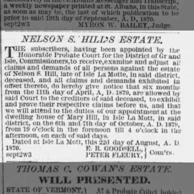 Nelson S Hill The St Albans Weekly Messenger Saint Albans Vermont