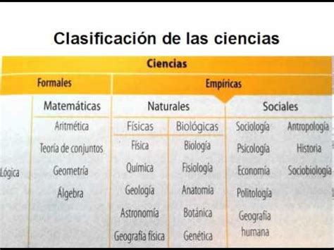 Clasificaci N De Las Ciencias Youtube