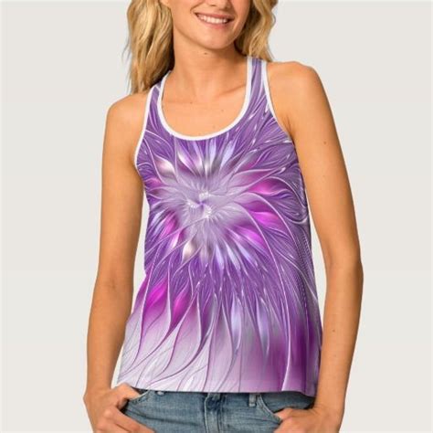 Pink Purple Flower Passion Abstract Fractal Art Tank Top Zazzle