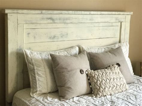 Distressed White Headboard Queen Headboard Farmhouse Decor Rustic