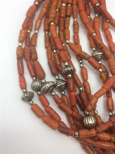 Antique Nagaland Indian Coral Glass Bead Necklace Sold Items Arts