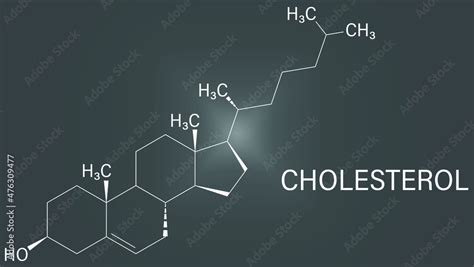 Cholesterol molecule. Essential component of cell membranes and precursor of steroid hormones ...