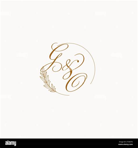 Initials Go Wedding Monogram Logo With Leaves And Elegant Circular