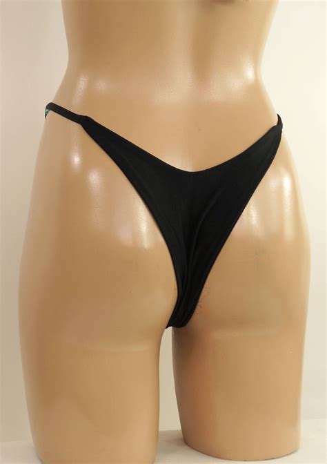 Black High Hip String Bikini Bottoms Plus Size Swimwear Etsy