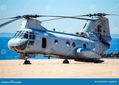 Boeing Vertol Ch 46 Sea Knight Of The United States Marine Corps Landed