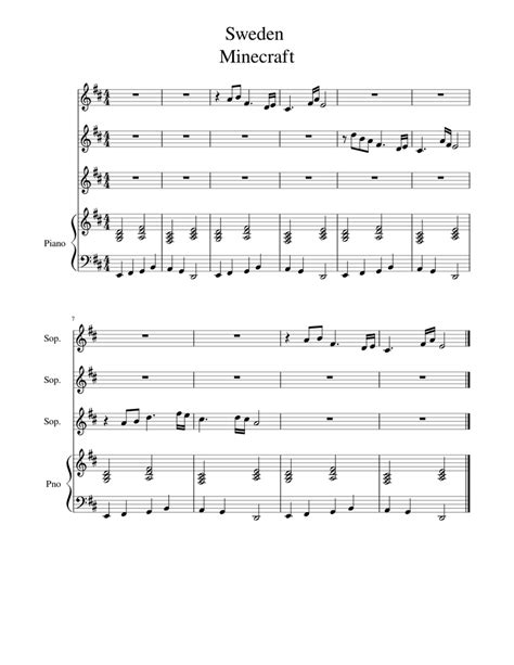 Minecraft Sheet Music For Piano Soprano Mixed Quartet