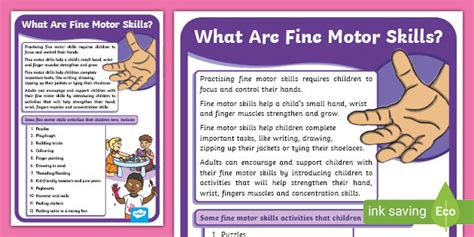 Fine Motor Skills Poster What Are Fine Motor Skills