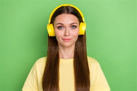 Portrait Of Gorgeous Cute Positive Girl With Straight Hairstyle Wear