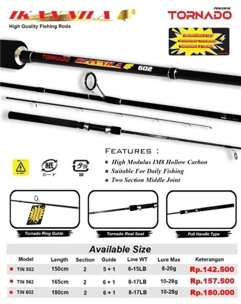 Joran Kolam Tornado Ikan Nila 150cm Atau 180cm Joran Carbon Bergaransi