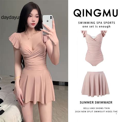 New Women Summer One Piece Conservative Covering Belly Show Slimming Soaking Hot Springs Fashion