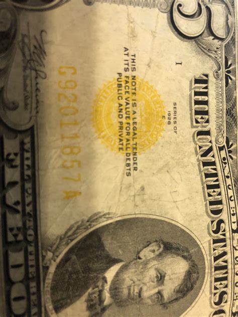 1928 E YELLOW SEAL FIVE DOLLAR BILL — Collectors Universe